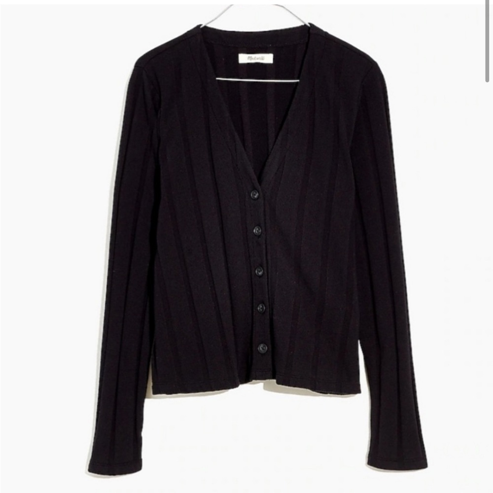 Madewell Ribbed Knit Sweater Cardigan Black Size XS